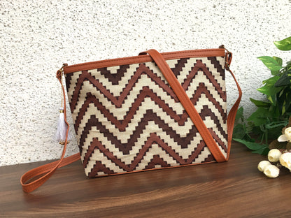 Minsk - 3 zip- Big size - Sling Bag - Brown Wave