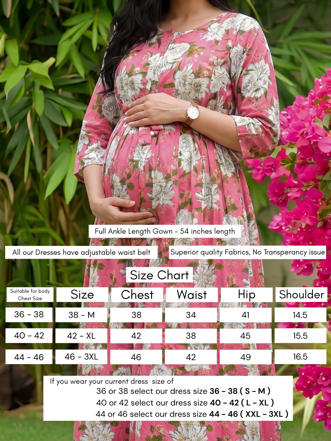 Exotic Pink - Maternity Dress with Feeding Zips - Pure Cotton