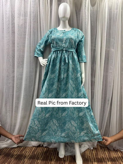 Tropical Forrest - Turqoiuse - Maternity Dress with Feeding Zips - Soft Rayon