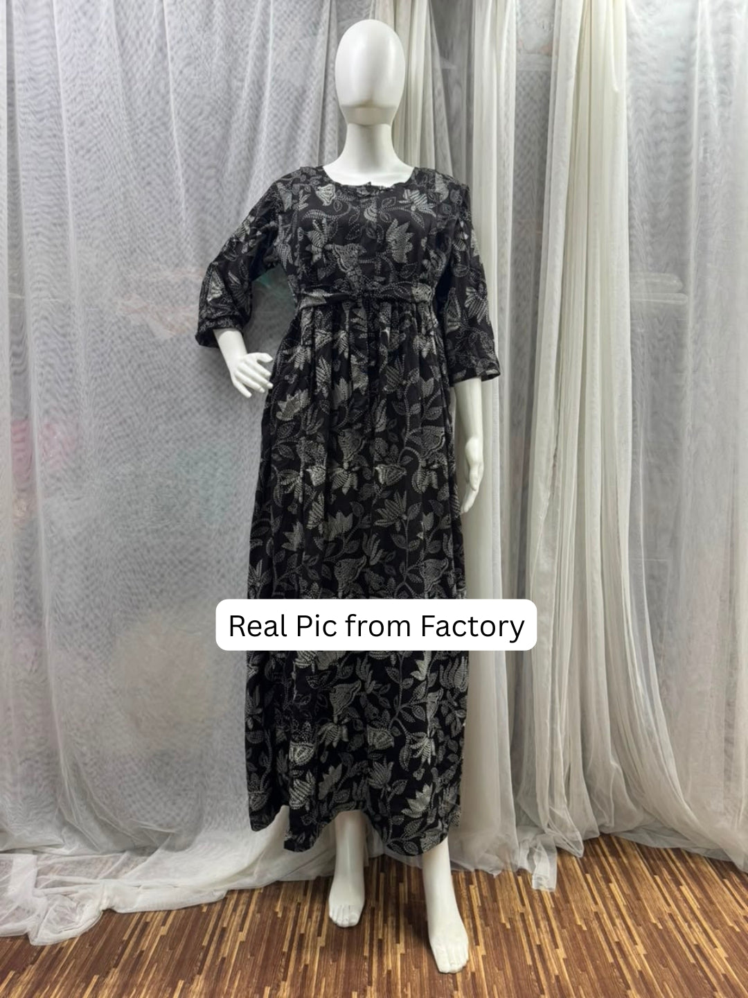 Black Lotus - Maternity Dress with Feeding Zips - Soft Rayon