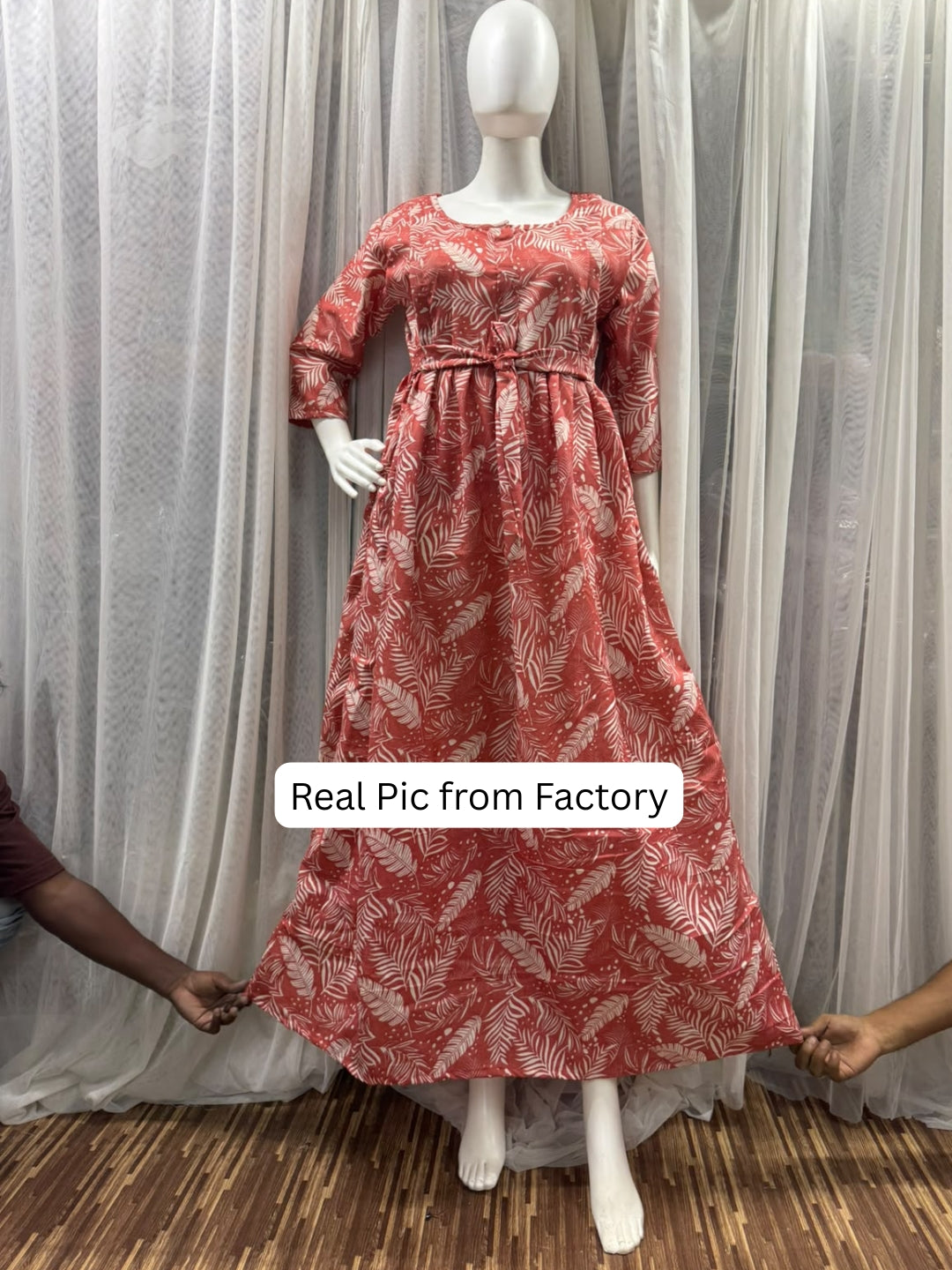 Tropical Forrest - Peach - Maternity Dress with Feeding Zips - Soft Rayon