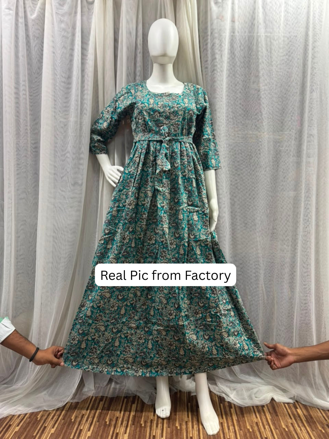 Green Grey Forrest - Maternity Dress with Feeding Zips - Pure Cotton