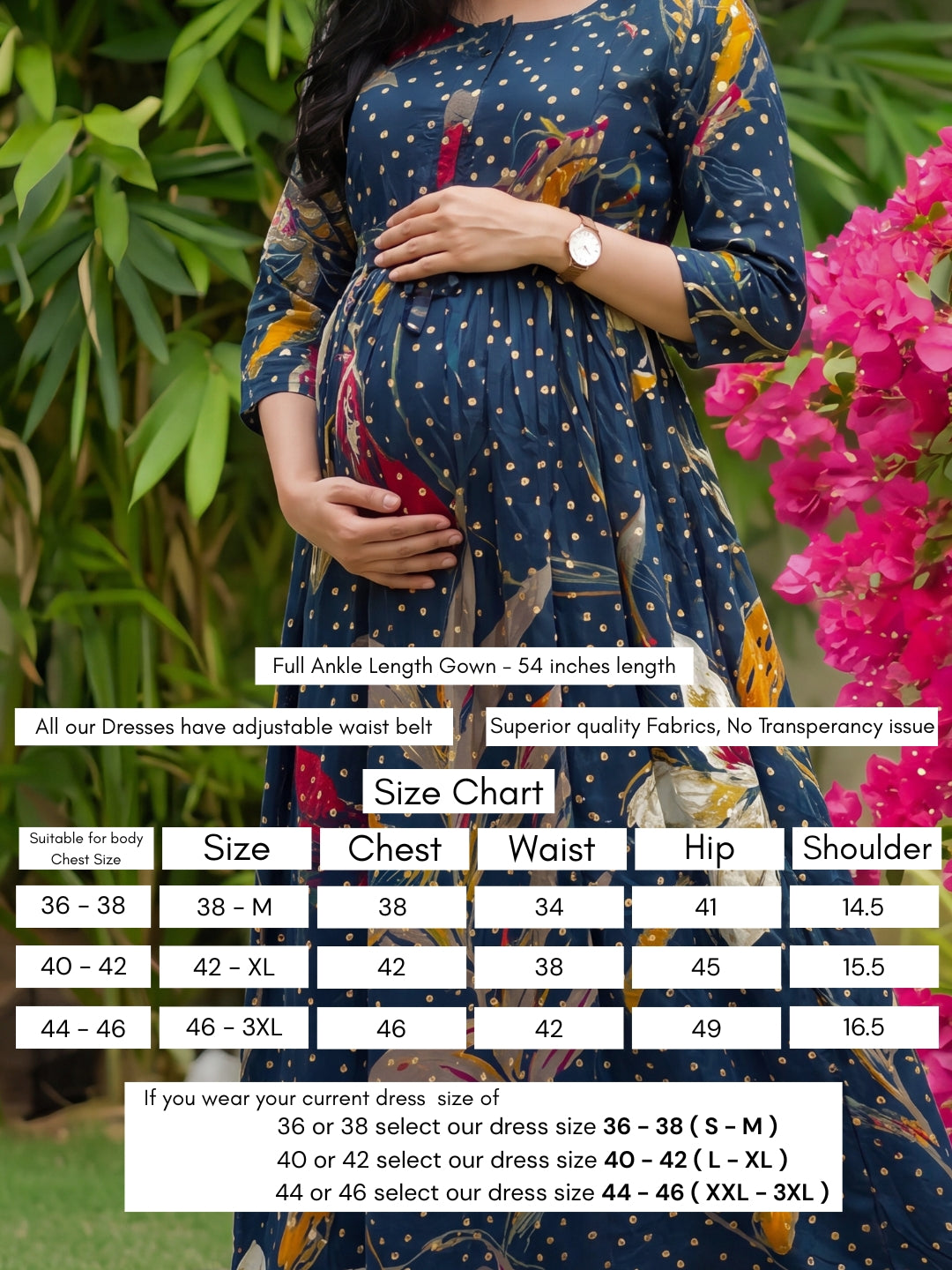 Nerium Flower - Blue - Maternity Kurti with Feeding Zips - Soft Rayon