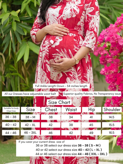 Swiss Red - Maternity Dress with Feeding Zips - Soft Rayon