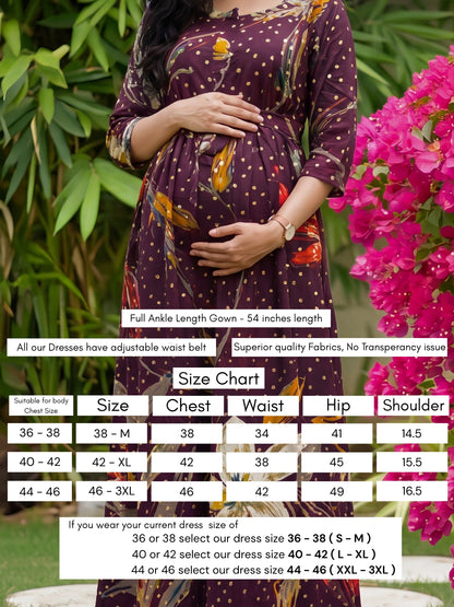 Nerium Flower - Purple - Maternity Kurti with Feeding Zips - Soft Rayon