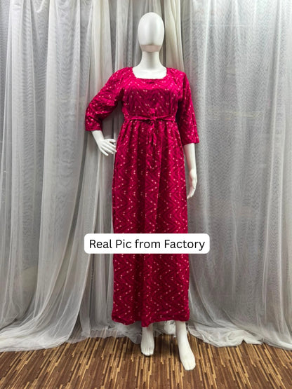 Raani ZigZag Bandhani- Maternity Dress with Feeding Zips - Soft Rayon