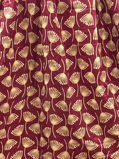 Senna Flower - Maroon - Maternity Kurti with Feeding Zips - Cotton Flex - Thicker Fabric