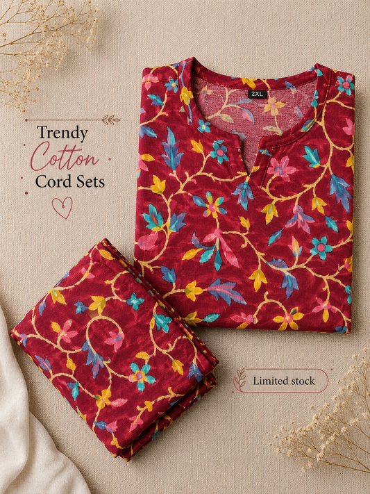 Daisy Red - Cord Set - Pure Cotton