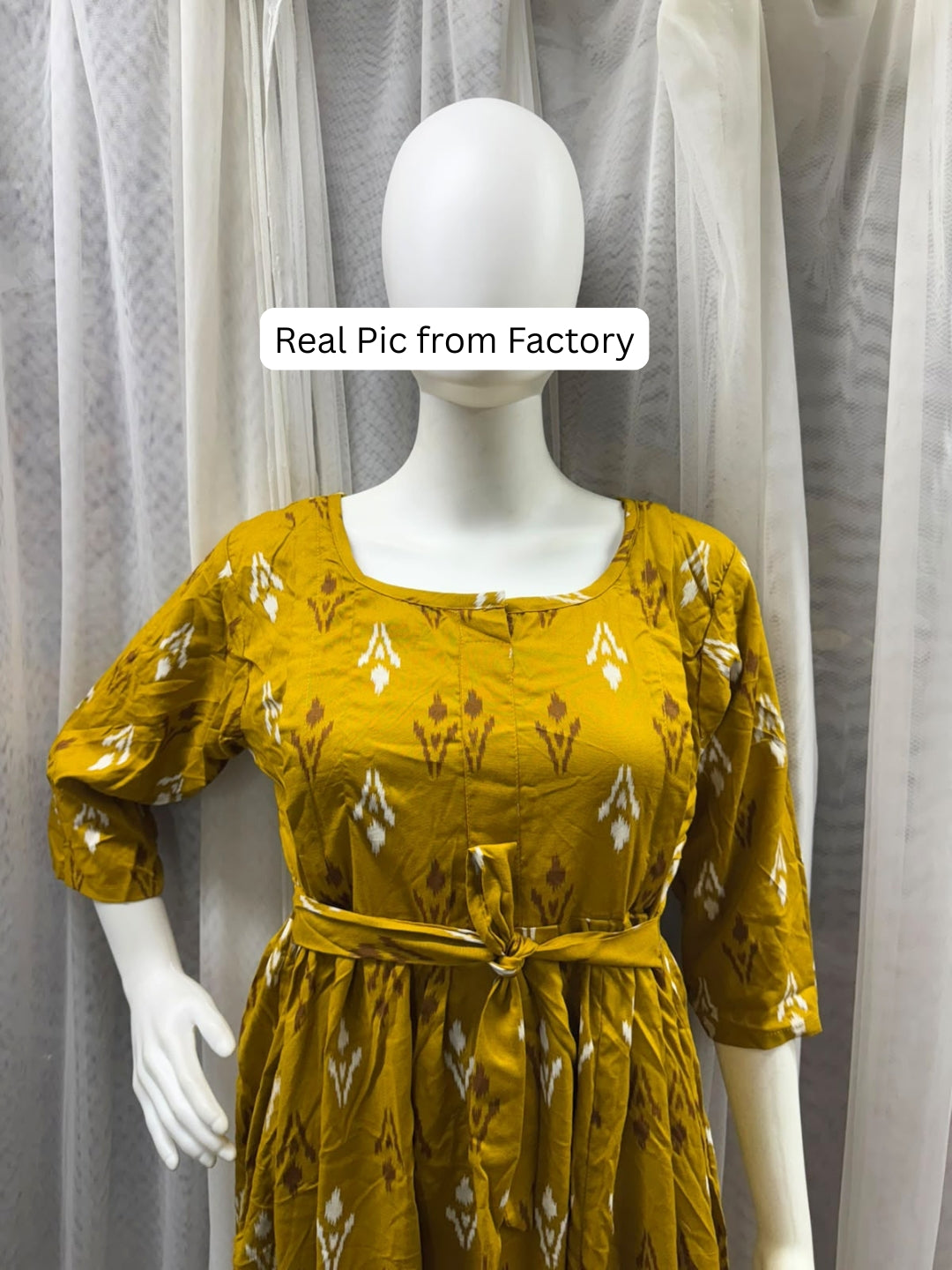 Akra Yellow - Maternity Dress with Feeding Zips - Soft Rayon