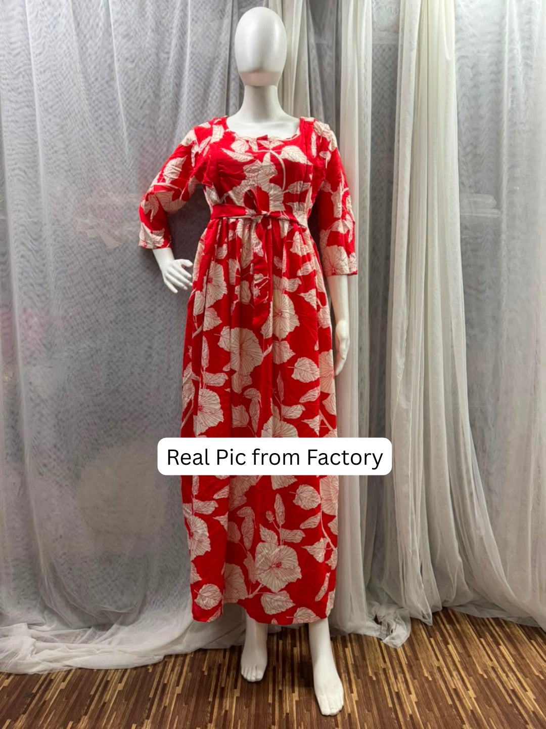 Hibiscus Orange - Maternity Dress with Feeding Zips - Soft Rayon