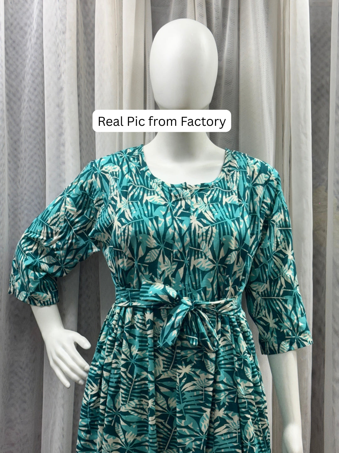Tropical Sea Green - Maternity Dress with Feeding Zips - Soft Rayon
