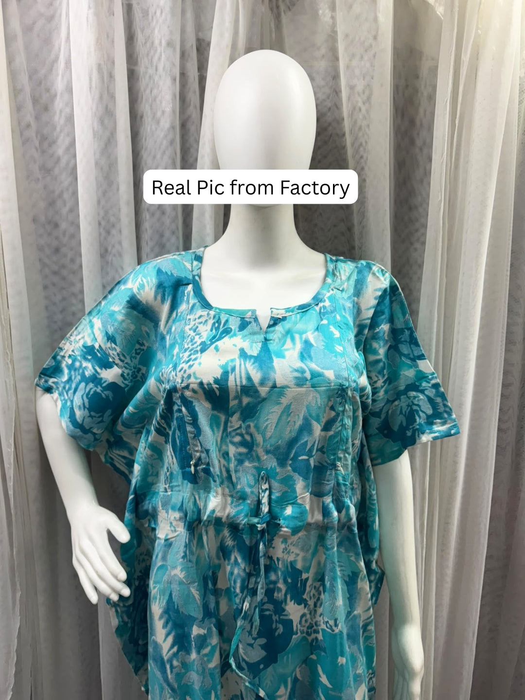Kaftan - Tropical Sea Blue - Maternity  Feeding Zips - Free Size - Soft Rayon