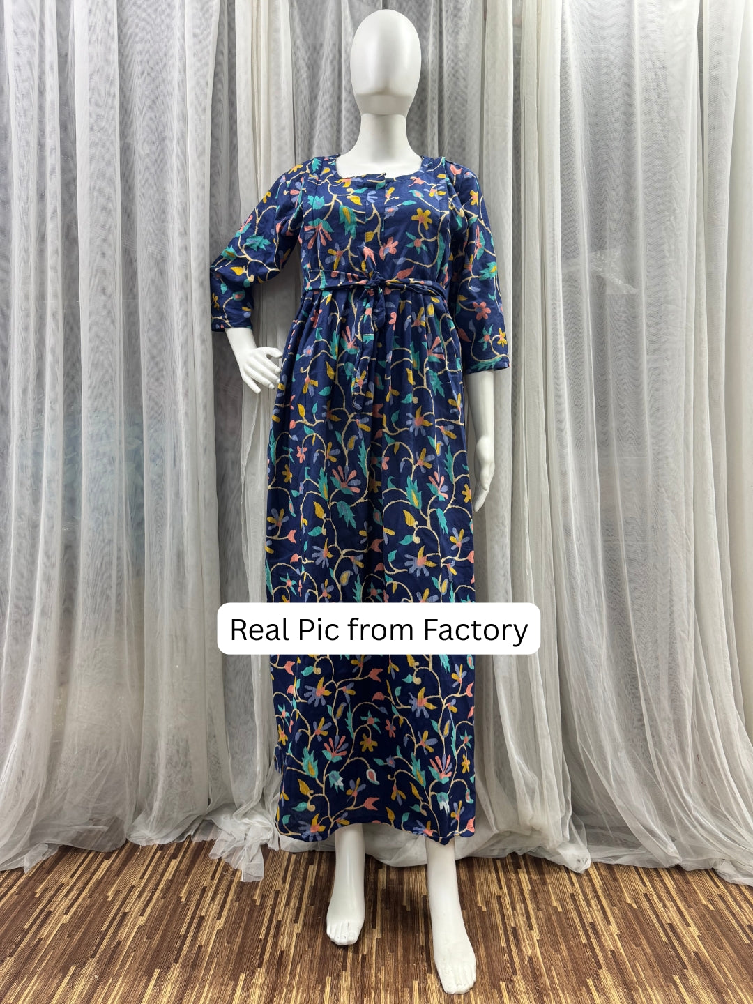 Daisy Blue- Maternity Dress with Feeding Zips - Pure Cotton