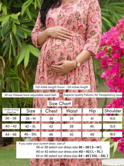 Peach Grey - Maternity Dress with Feeding Zips - Soft Rayon
