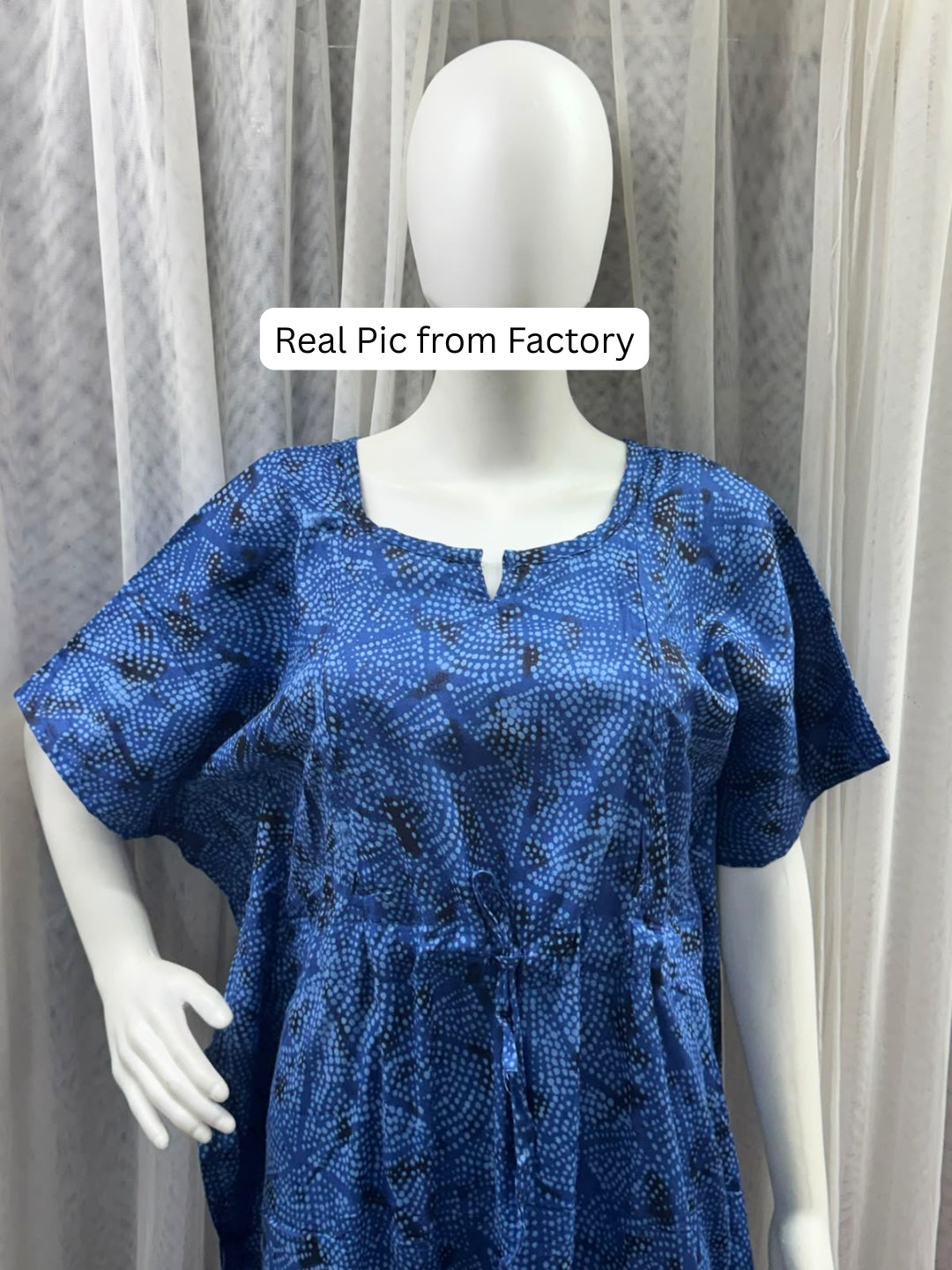 Kaftan - Indigo Charm - Maternity  Feeding Zips - Free Size - Soft Rayon
