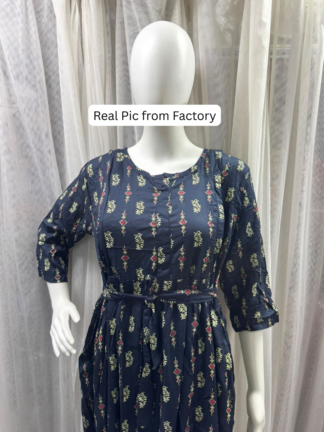 Belmira - Blue - Maternity Dress with Feeding Zips - Soft Rayon
