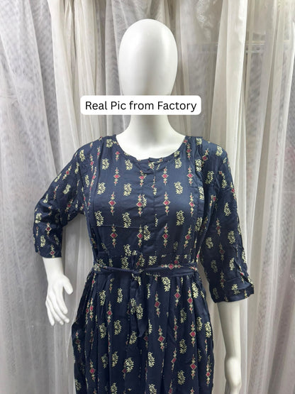 Belmira - Blue - Maternity Dress with Feeding Zips - Soft Rayon