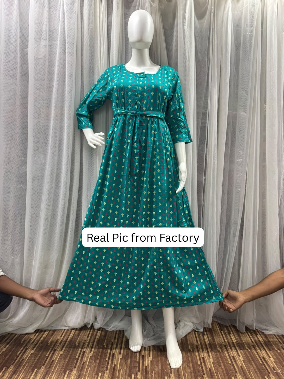 Kairavi - Sea Green - Maternity Dress with Feeding Zips - Soft Rayon