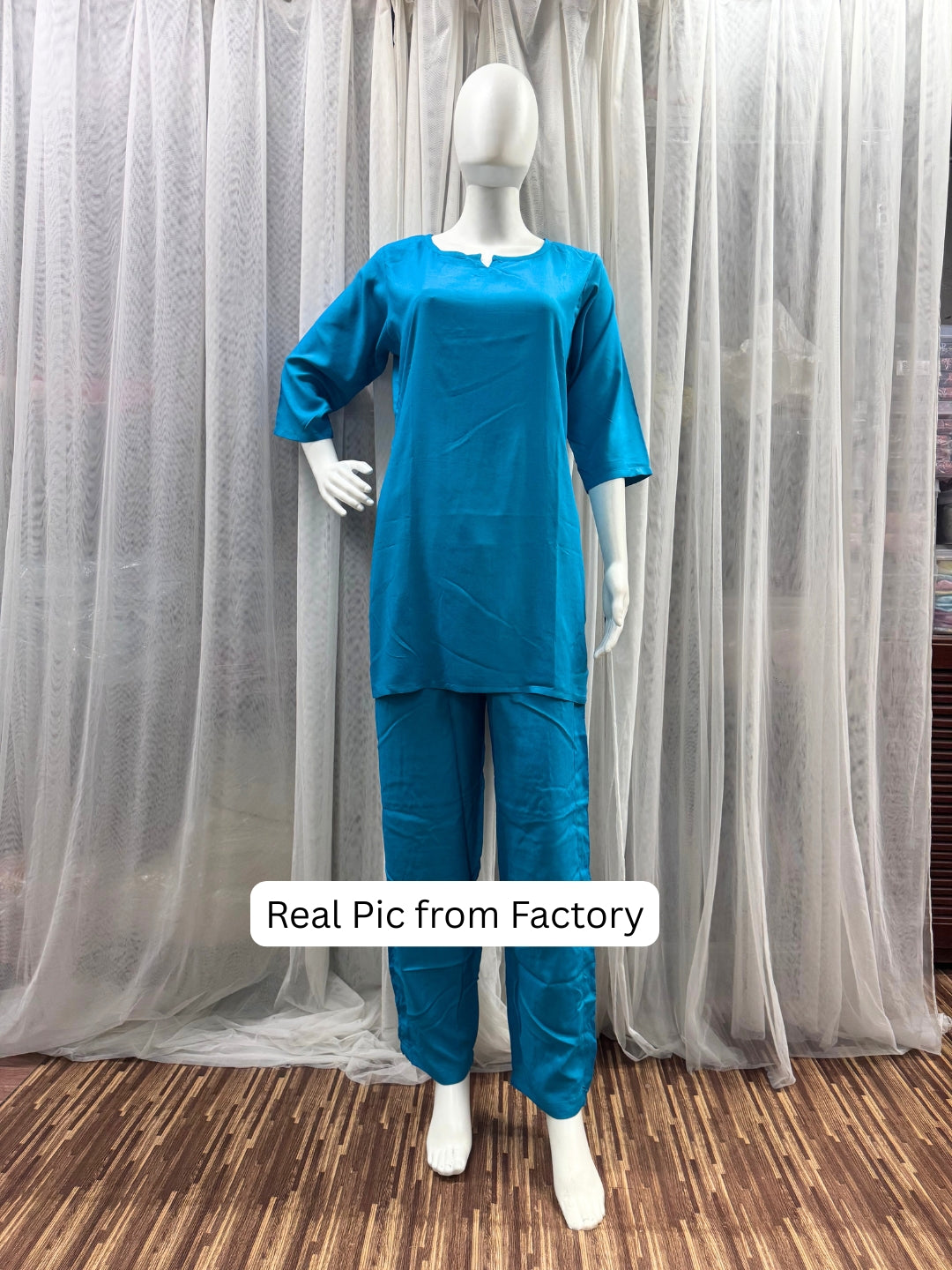 Plain Firozi - Cord Set - Soft Rayon