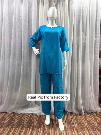 Plain Firozi - Cord Set - Soft Rayon