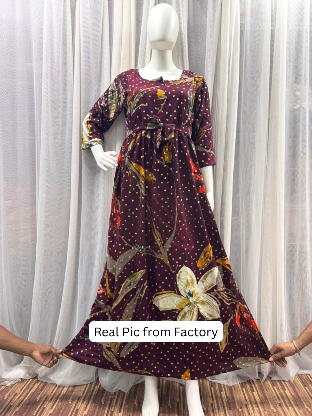 Nerium Flower - Purple - Maternity Kurti with Feeding Zips - Soft Rayon