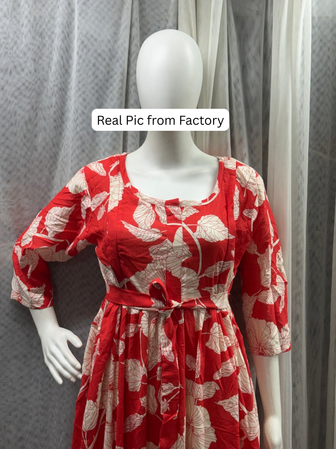 Hibiscus Orange - Maternity Dress with Feeding Zips - Soft Rayon