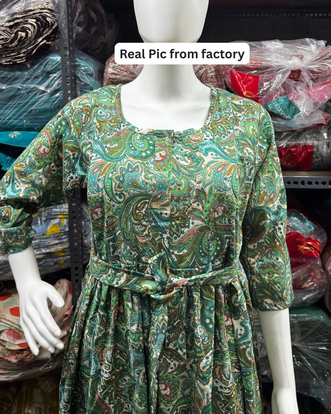 Keri - Sea Green - Maternity Kurti with Feeding Zips - Cotton Flex - Thicker Fabric