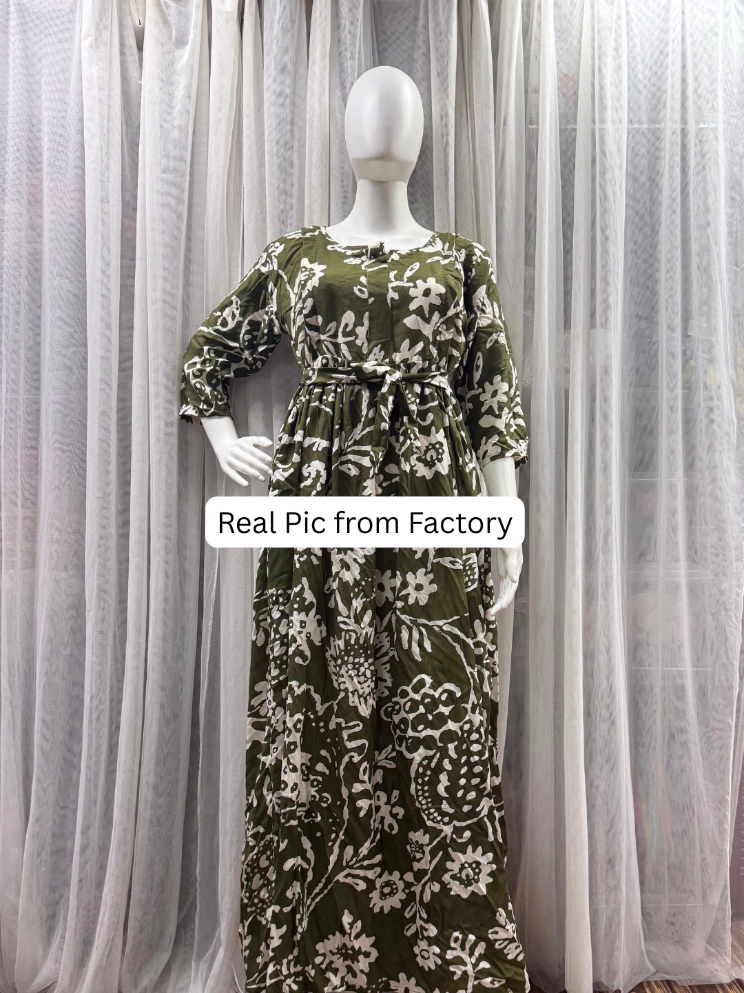 Florenza Green - Maternity Dress with Feeding Zips - Soft Rayon