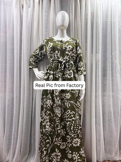 Florenza Green - Maternity Dress with Feeding Zips - Soft Rayon
