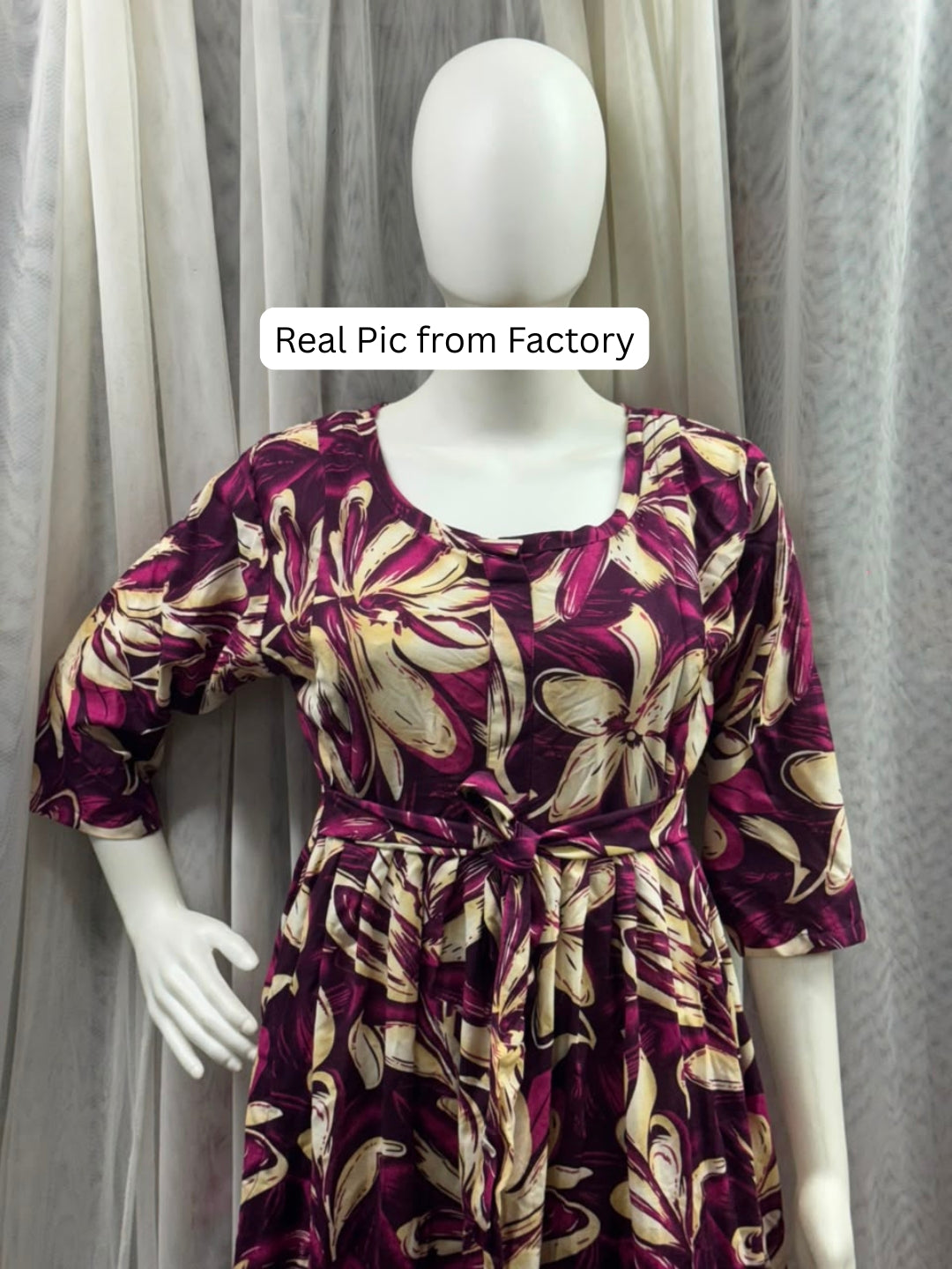 Jasmine Purple - Maternity Dress with Feeding Zips - Soft Rayon