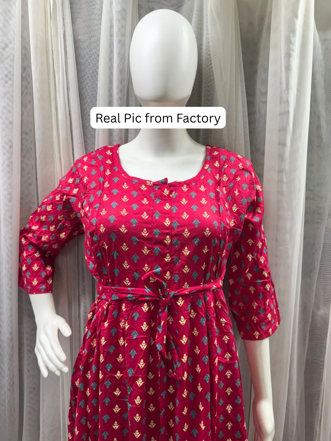 Kairavi - Pink - Maternity Dress with Feeding Zips - Soft Rayon