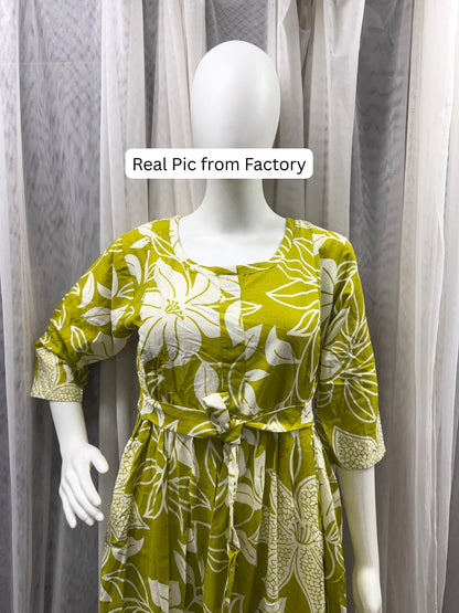 Lily Lemon - Maternity Kurti with Feeding Zips - Soft Rayon
