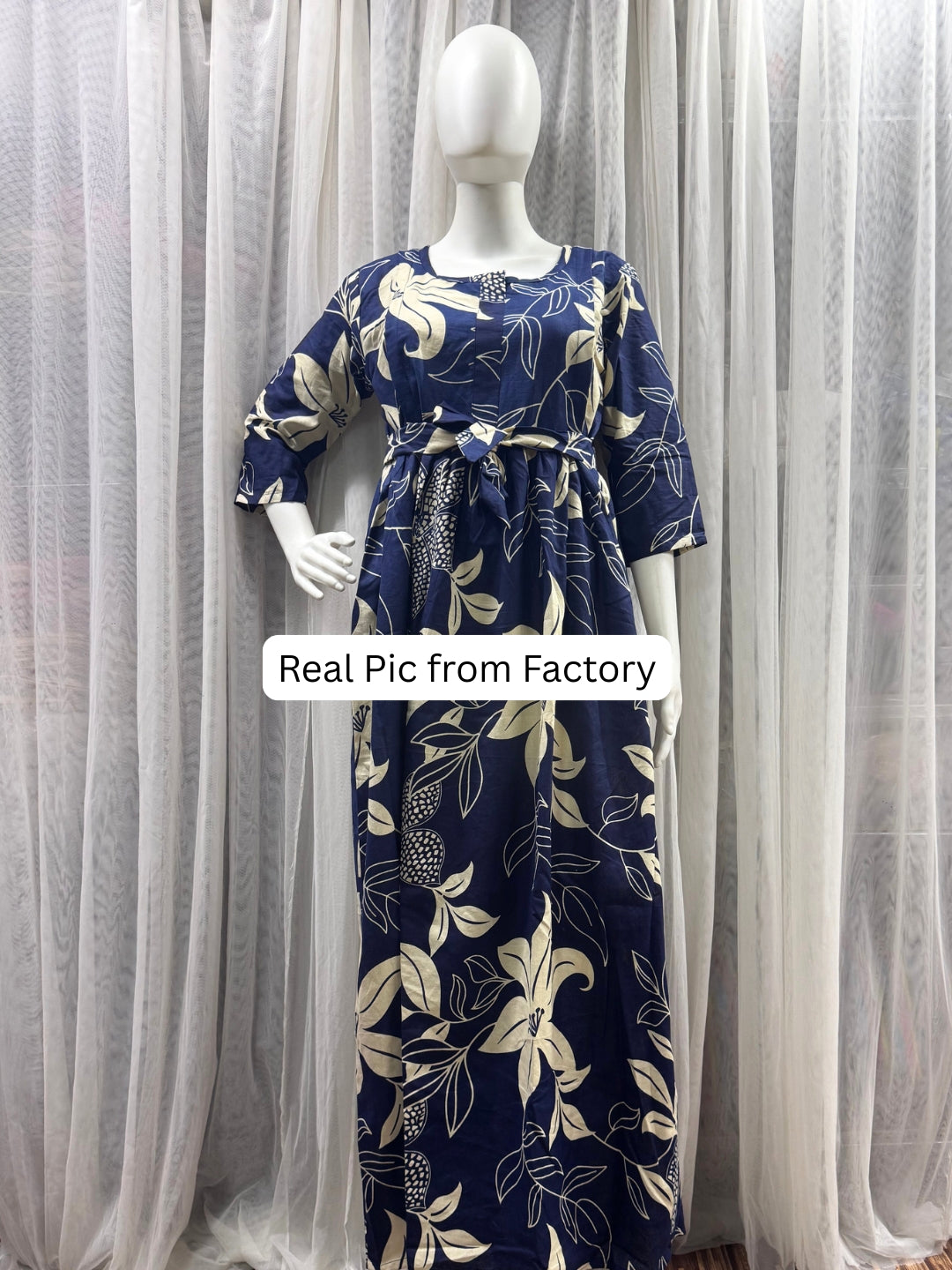 Lily Blue - Maternity Dress with Feeding Zips - Pure Cotton