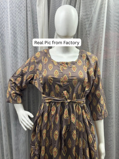 Grey Keri - Maternity Dress with Feeding Zips - Soft Rayon