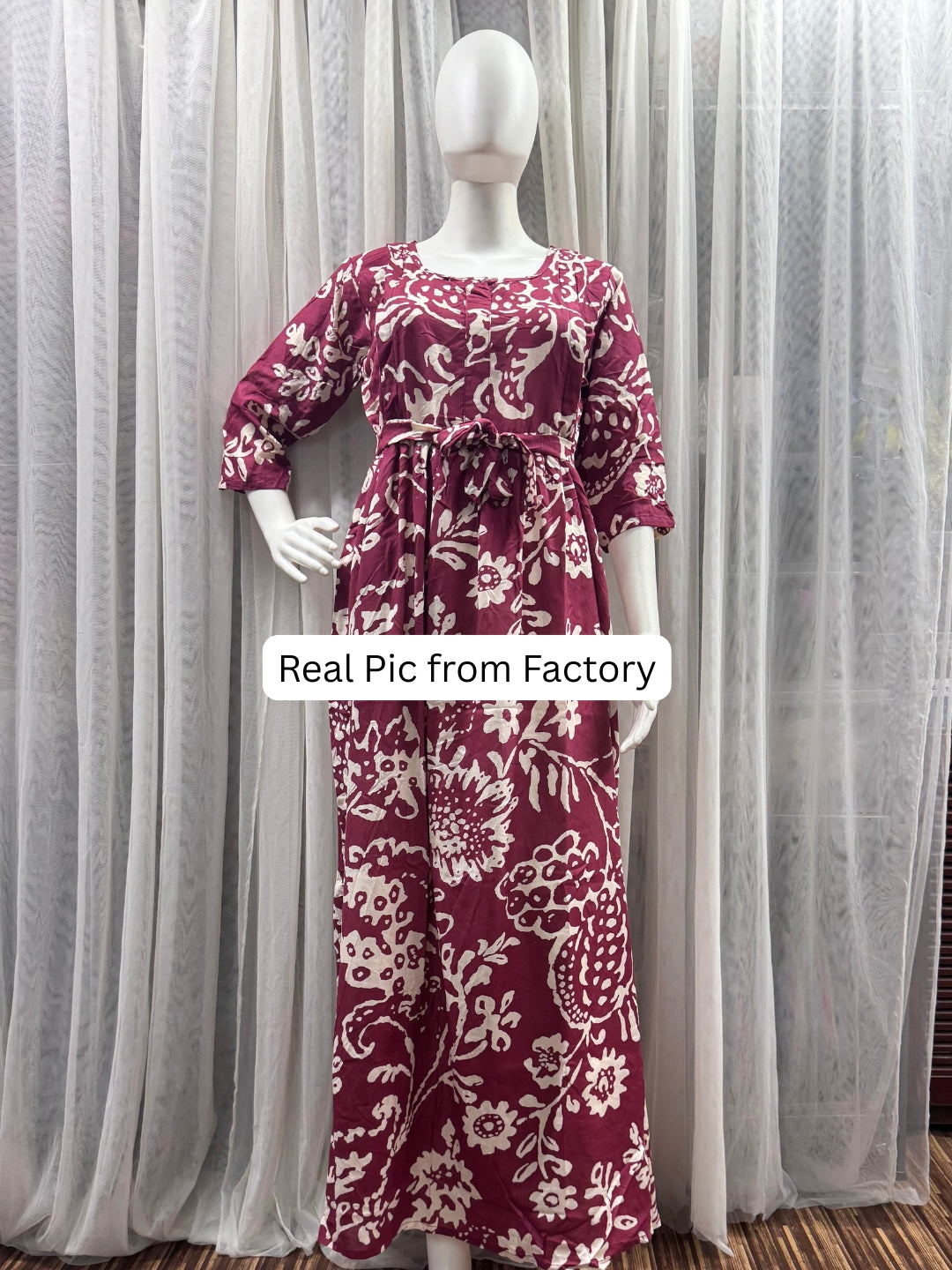 Florenza Wine - Maternity Dress with Feeding Zips - Soft Rayon