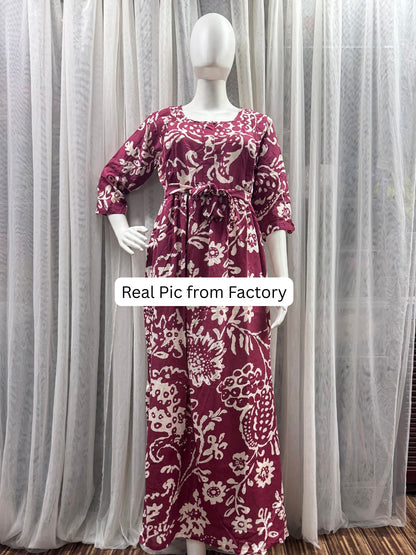Florenza Wine - Maternity Dress with Feeding Zips - Soft Rayon