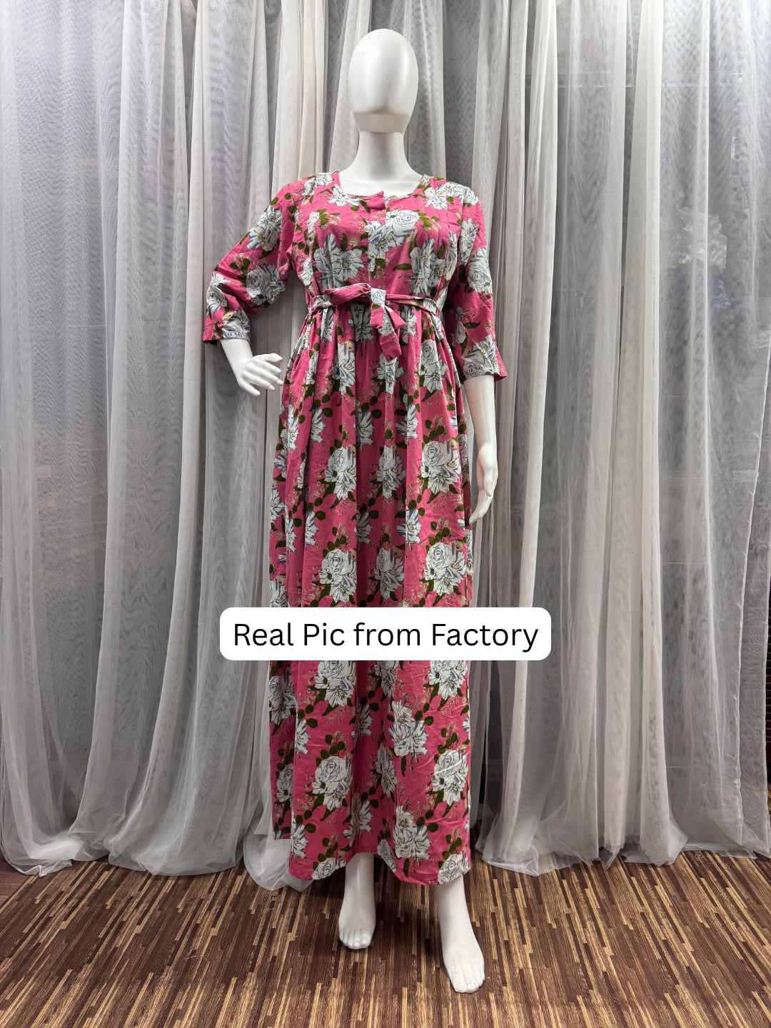 Exotic Pink - Maternity Dress with Feeding Zips - Pure Cotton