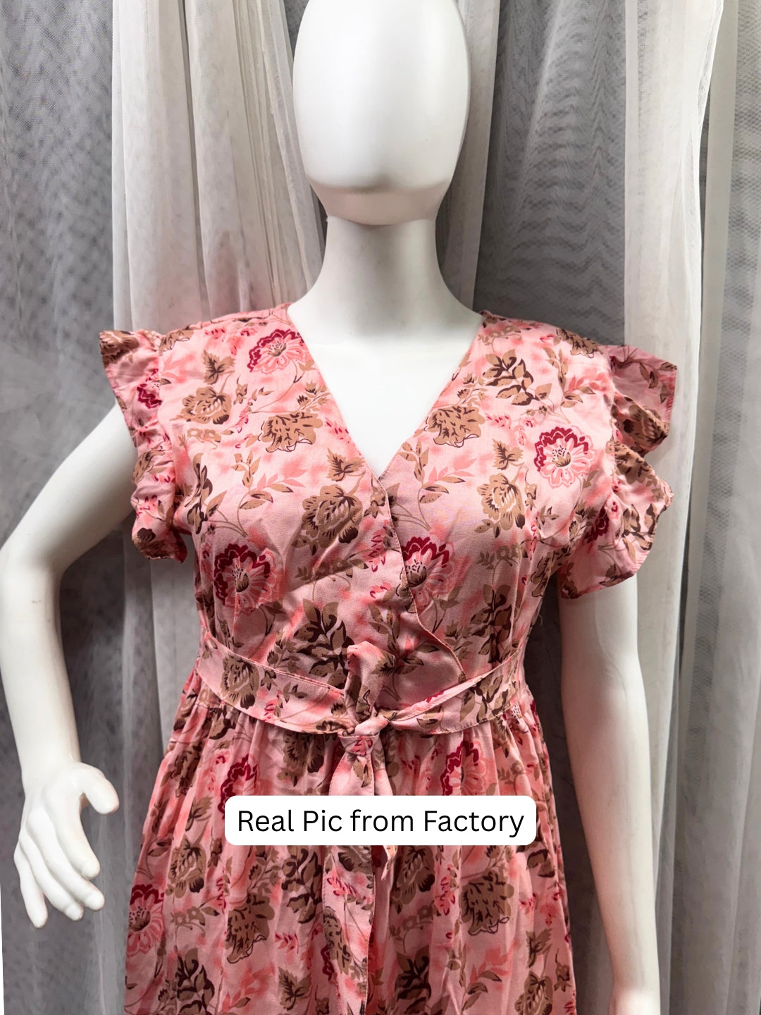 Pink Grey Flower - Sleevless Midi Dress - Soft Rayon