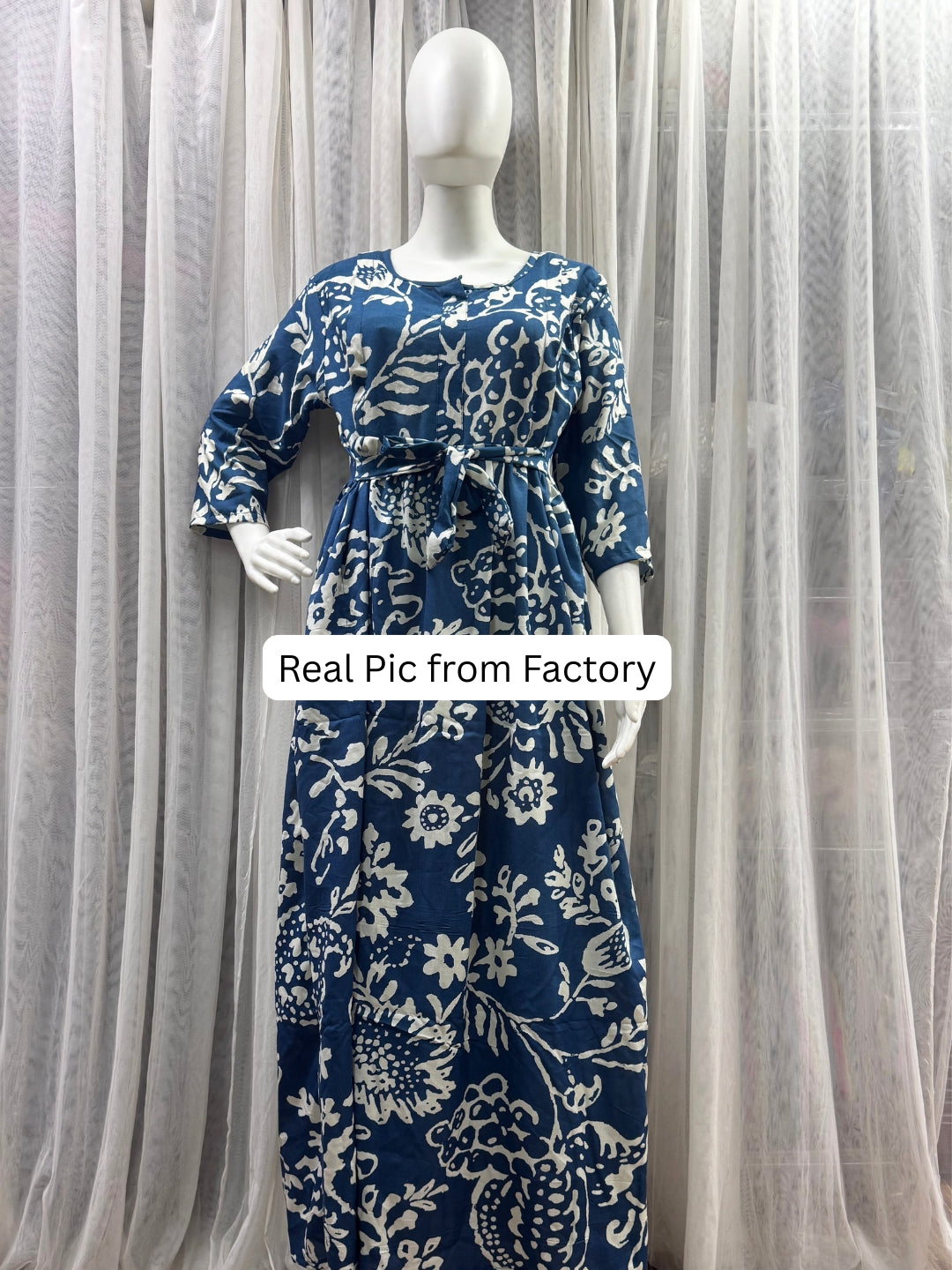 Florenza Blue - Maternity Dress with Feeding Zips - Soft Rayon