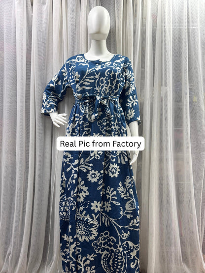 Florenza Blue - Maternity Dress with Feeding Zips - Soft Rayon