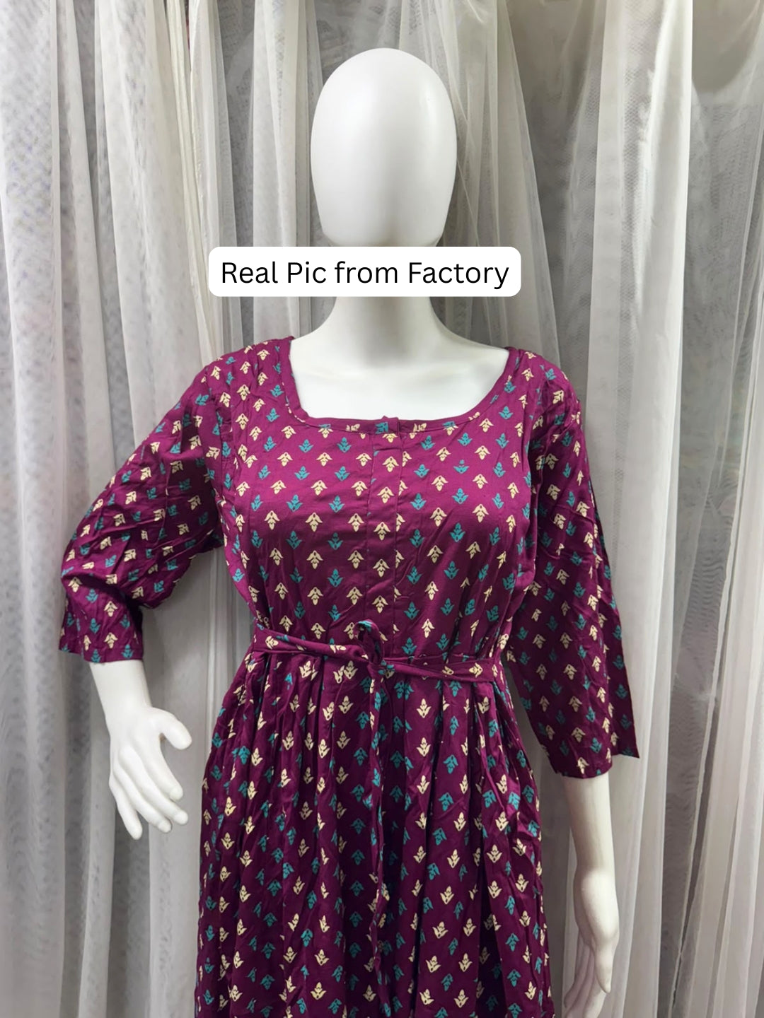 Kairavi - Purple - Maternity Dress with Feeding Zips - Soft Rayon