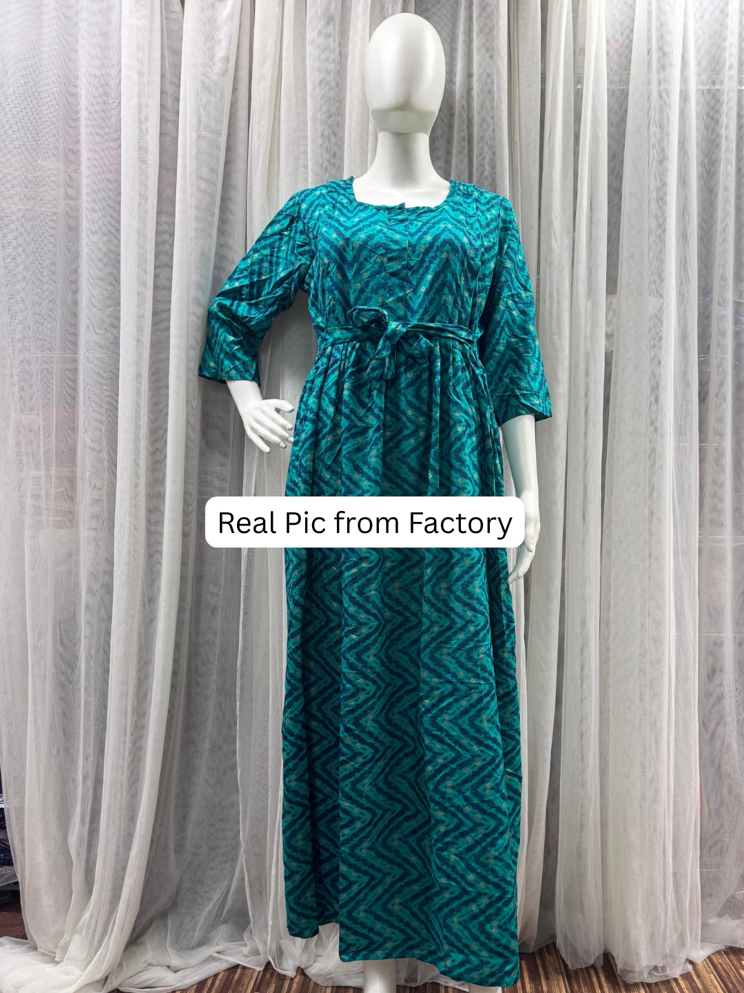 Peacock Bandhani Zigzag - Maternity Kurti with Feeding Zips - Soft Rayon