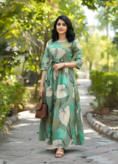 Lotus Sea Green - Maternity Kurti with Feeding Zips - Cotton Flex - Thicker Fabric