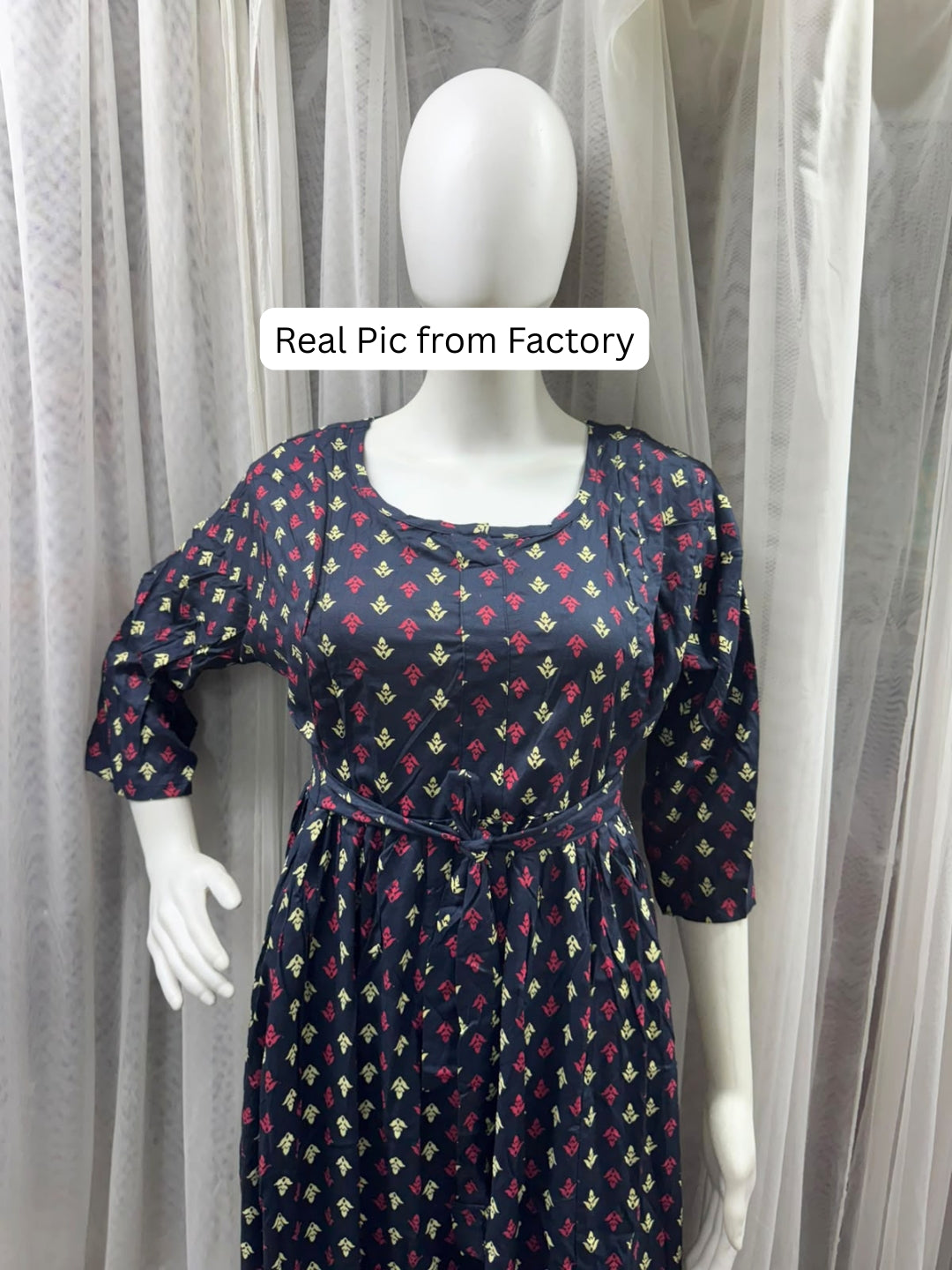 Kairavi - Blue - Maternity Dress with Feeding Zips - Soft Rayon