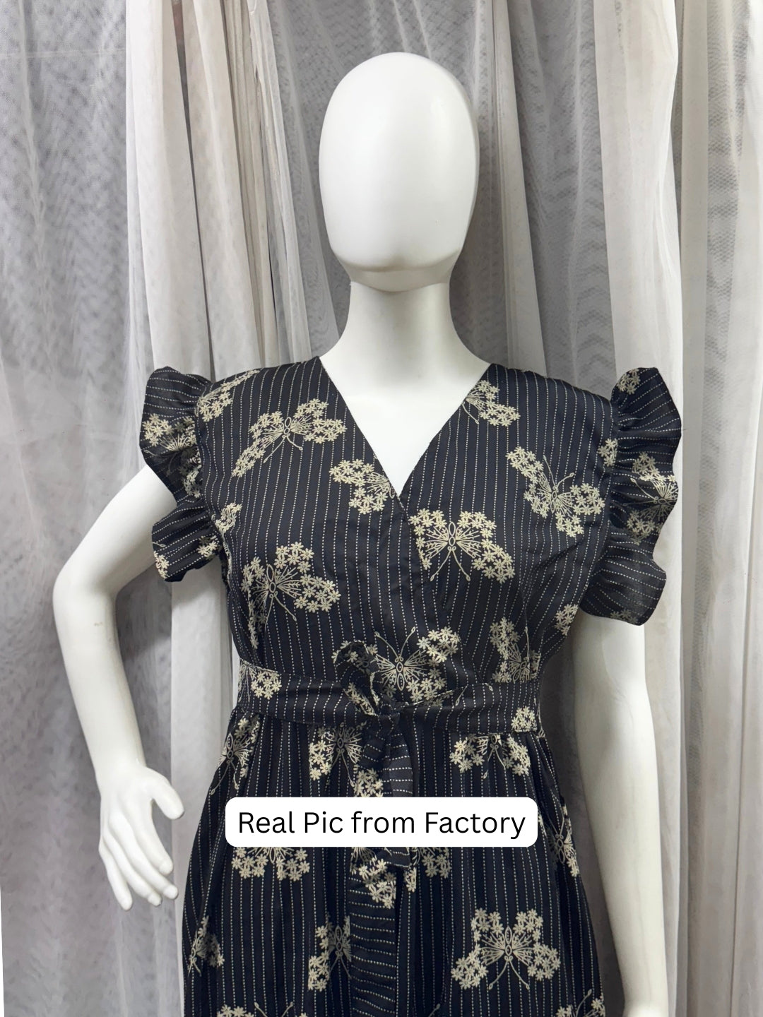Black Butterfly - Sleevless Midi Dress - Soft Rayon