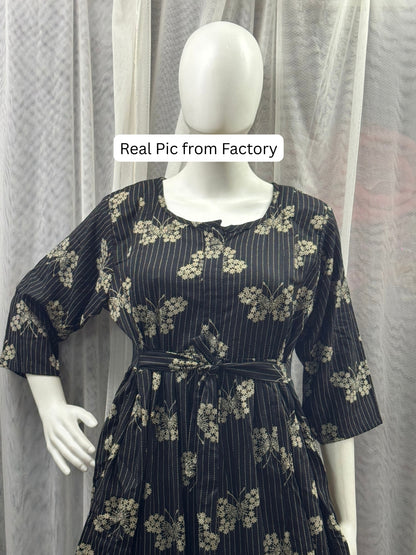 Black Butterfly - Maternity Dress with Feeding Zips - Soft Rayon