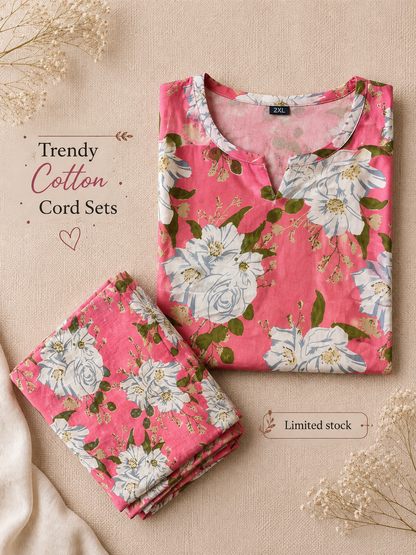 Exotic Pink - Cord Set - Pure Cotton