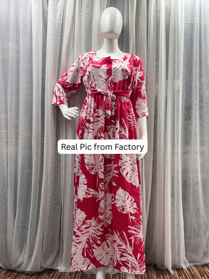 Swiss Red - Maternity Dress with Feeding Zips - Soft Rayon