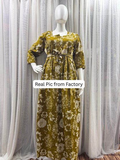 Marigold Mehendi - Maternity Dress with Feeding Zips - Pure Cotton