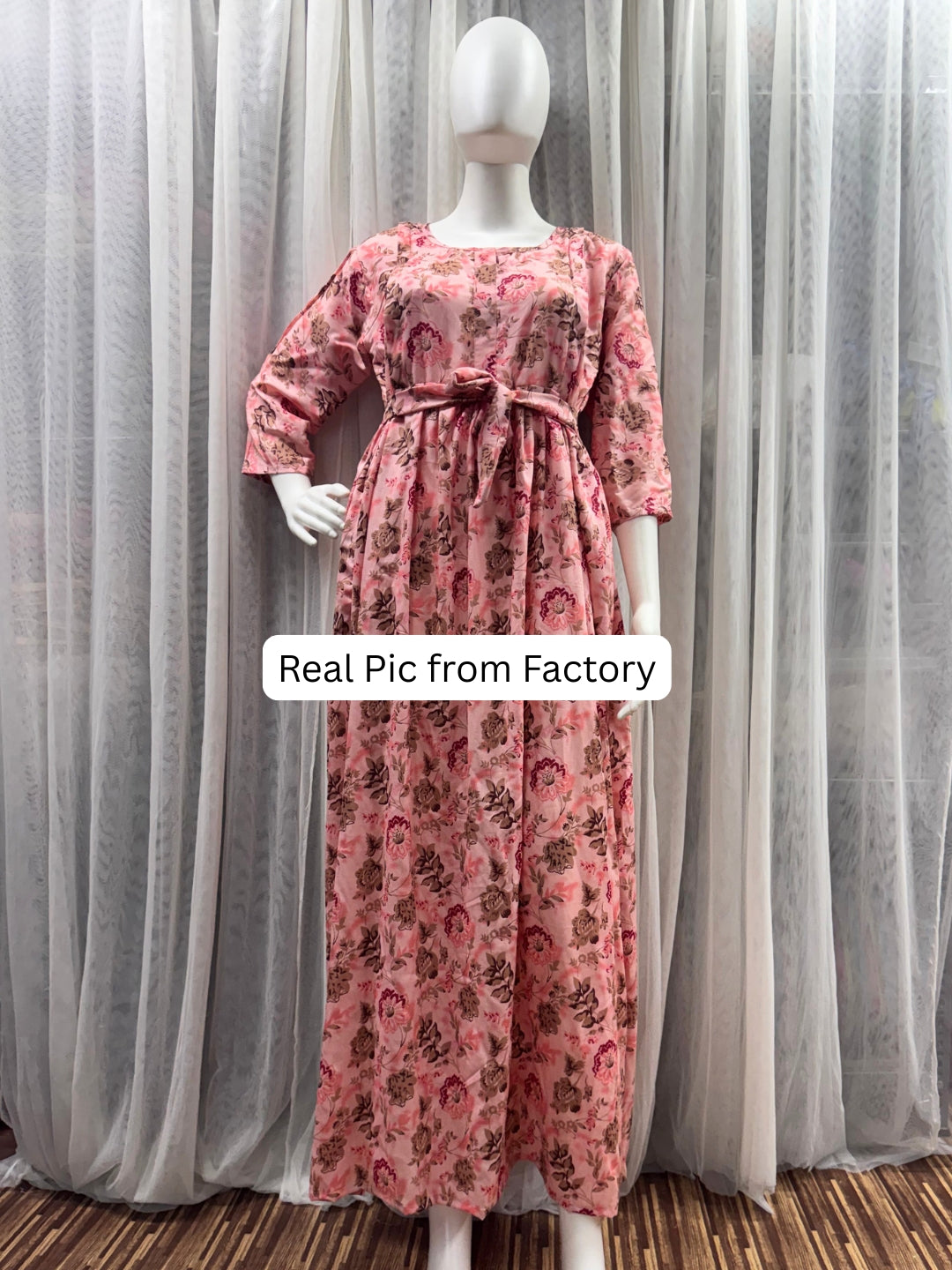 Peach Grey - Maternity Dress with Feeding Zips - Soft Rayon